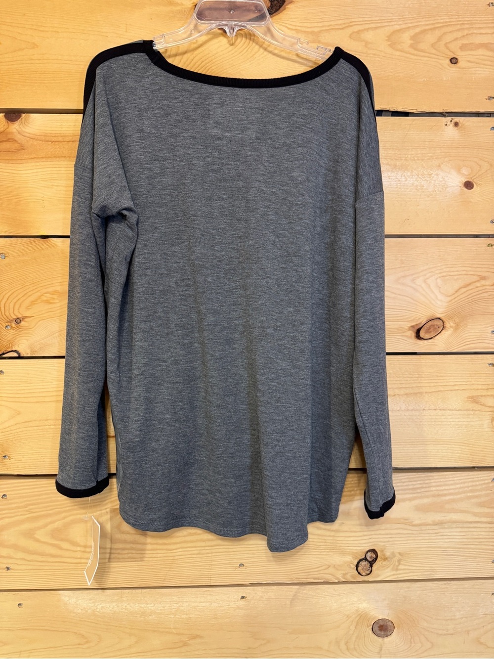 Michael Michael Kors Derby Basics Long Sleeve Logo Top Gray Black Size L NWT - Picture 7 of 8